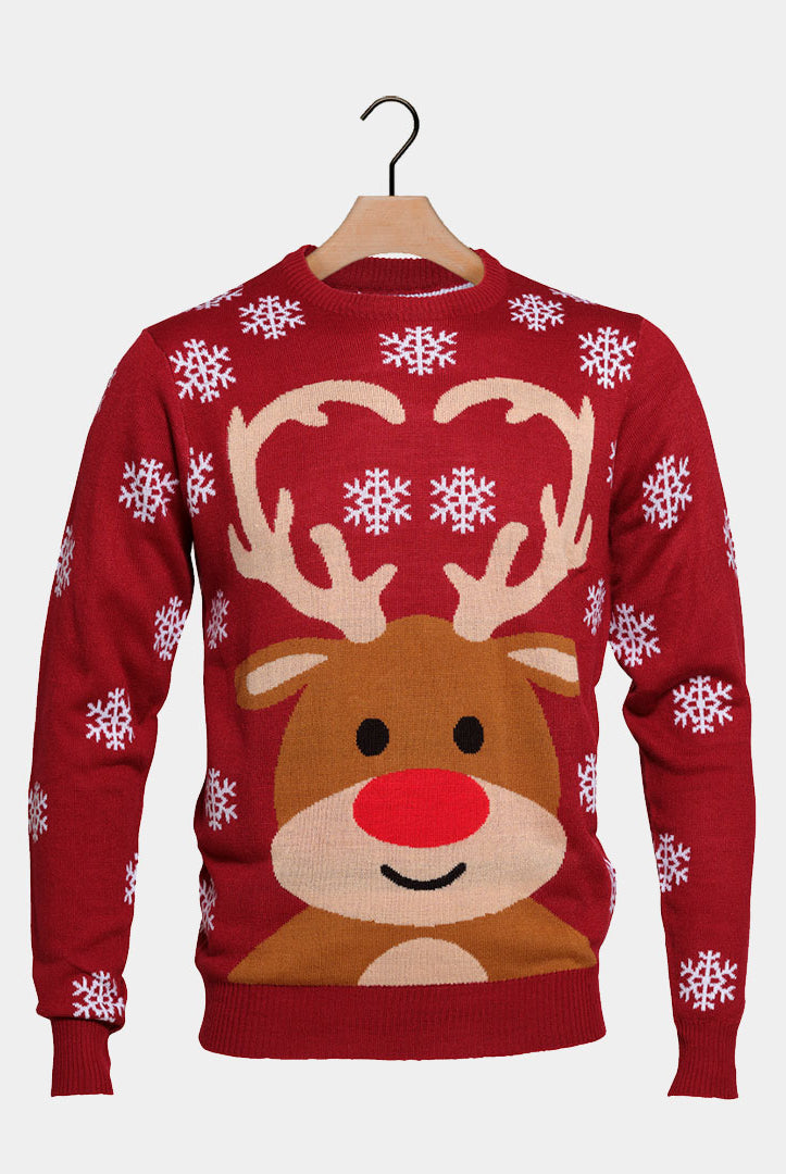 Maglione Natalizio con Renna Rudolph Rosso
