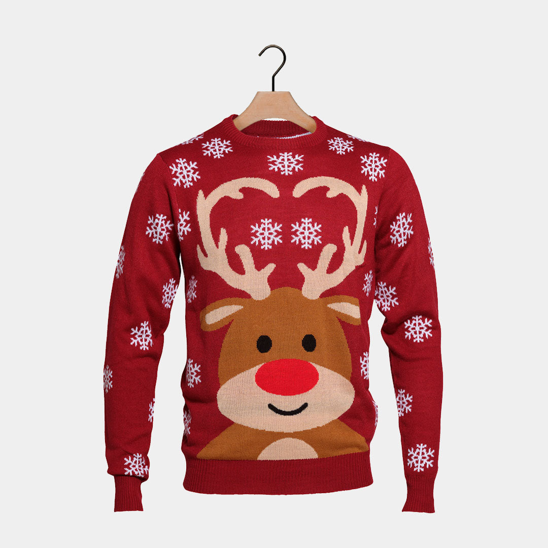Maglione Natalizio con Renna Rudolph Rosso