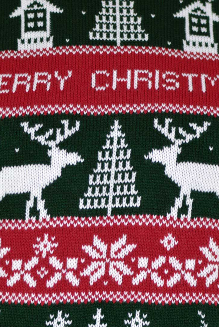 Maglione Natalizio Merry Righe Verdi e Rosse Christmas