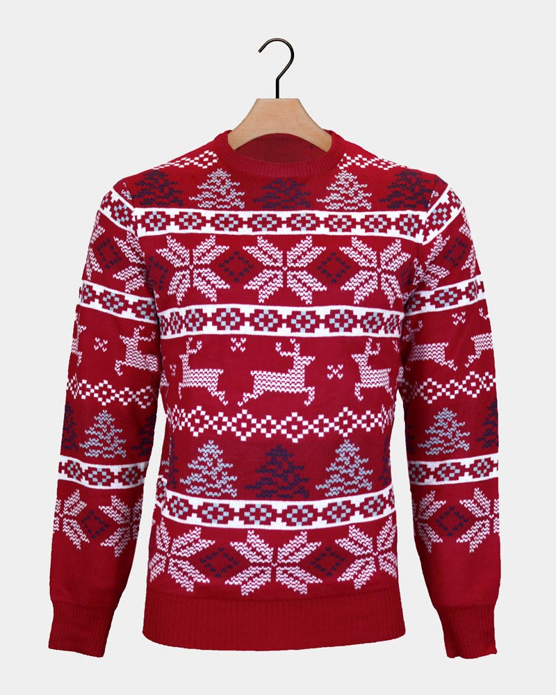 Maglione Natalizio Rosso Classico Stelle Polari