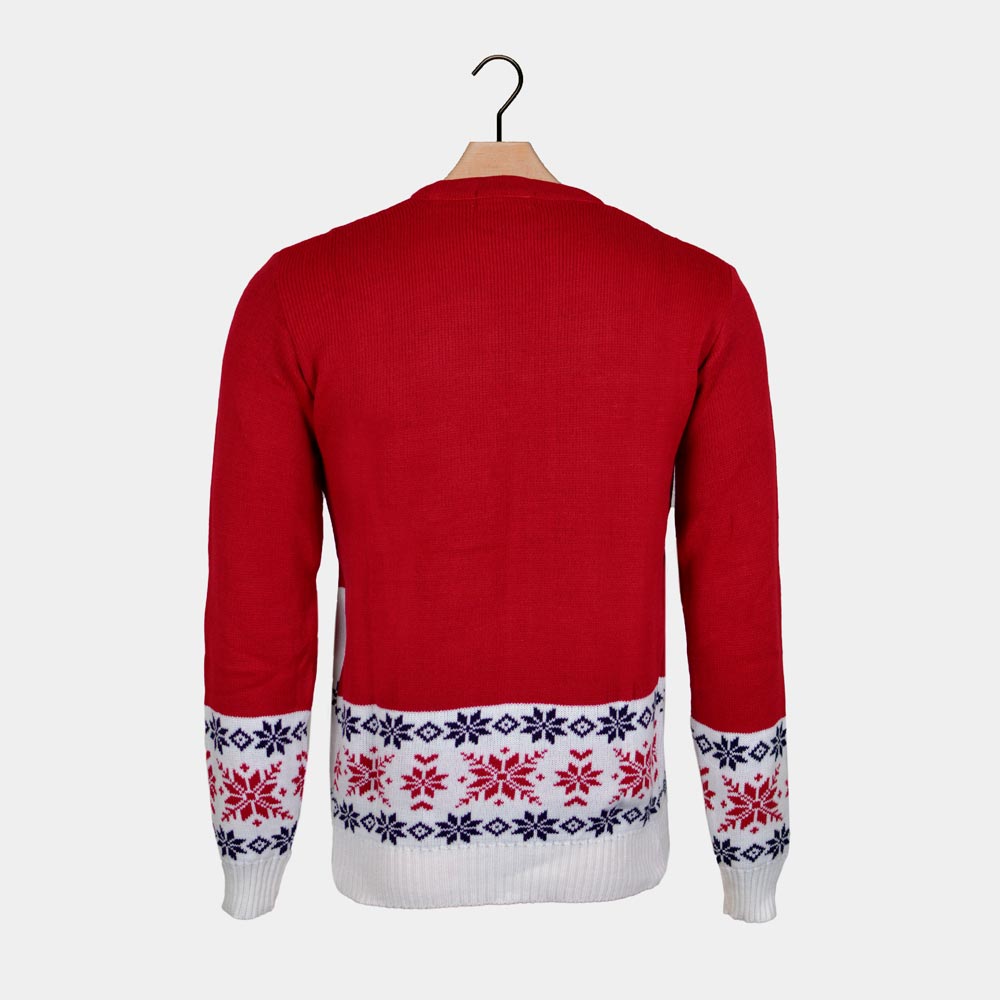 Maglione Natalizio Rosso con Renna che Pattina