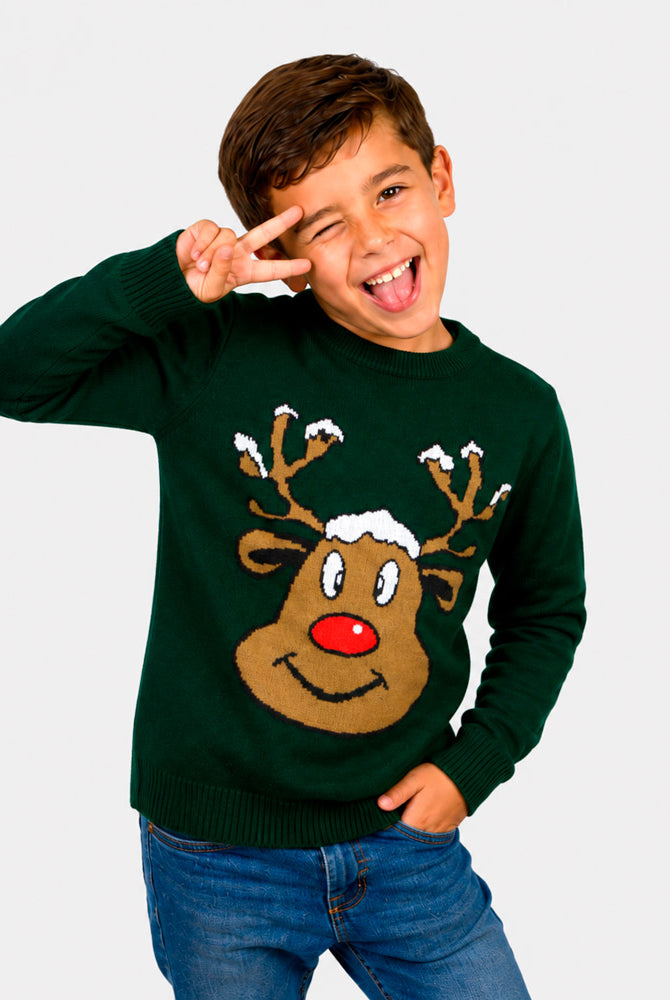 Maglione Natalizio Sorridente Verde Bambino