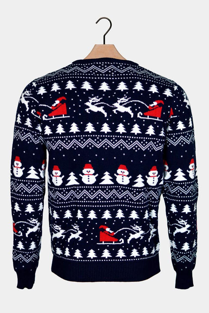 Maglione Natalizio Uomo con Alberi, Pupazzi di Neve e Natale Babbo