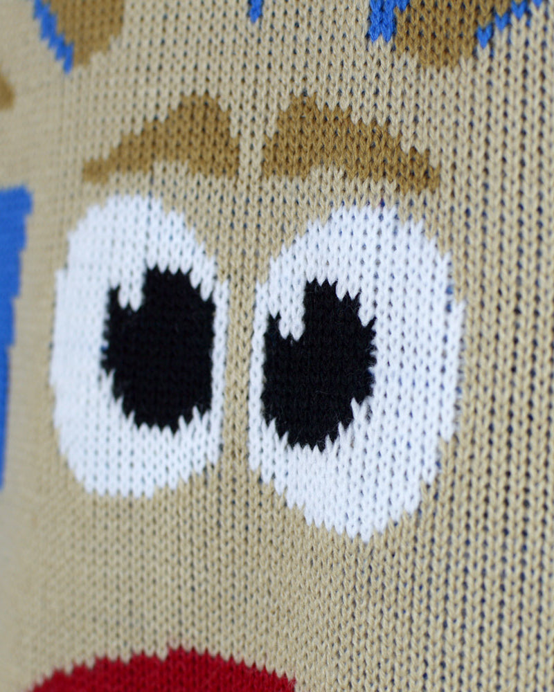 Maglione Natalizio Uomo Azzurro con Renna e Neve