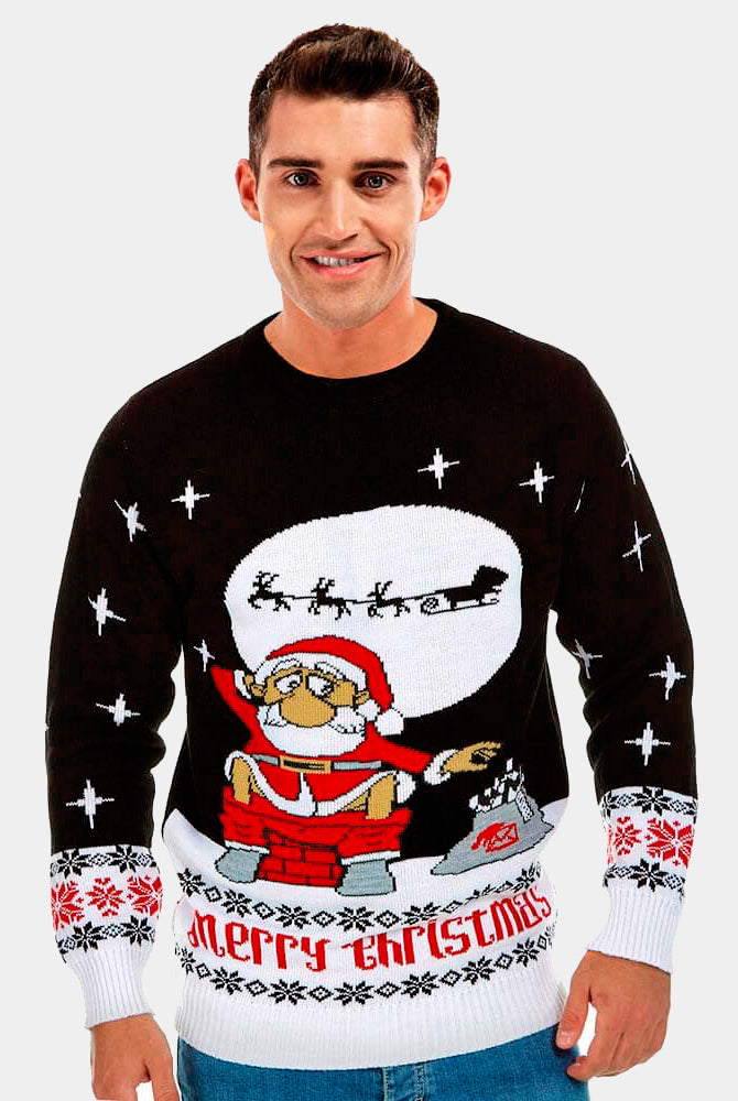 Maglione Natalizio da Uomo Babbo Natale che Scarica