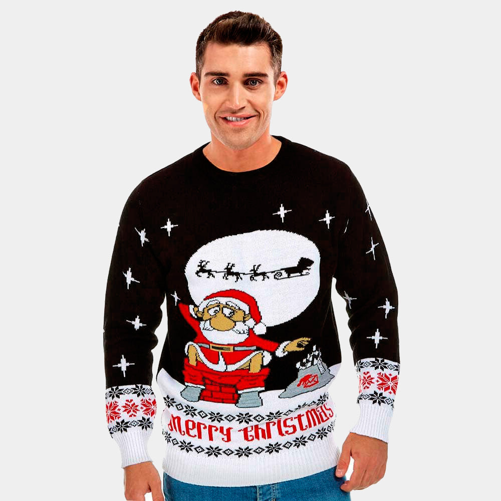 Maglione Natalizio da Uomo Babbo Natale che Scarica