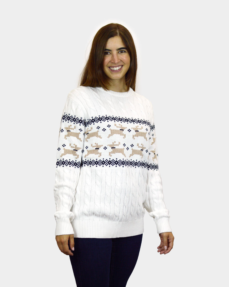 Maglione Natalizio da Uomo Donna Bianco Elegante Alaska