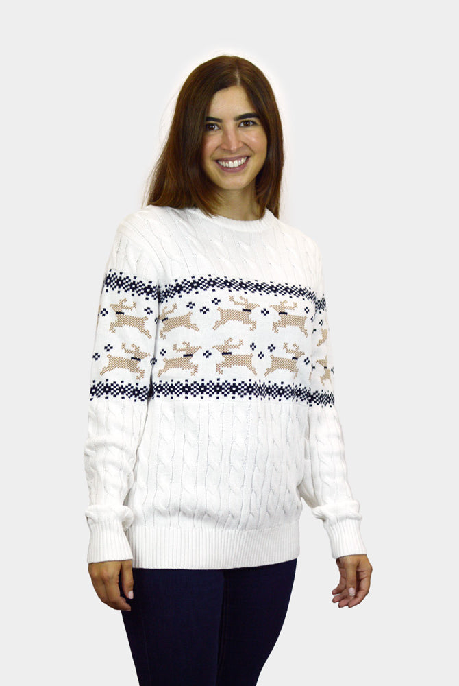Maglione Natalizio da Uomo Donna Bianco Elegante Alaska