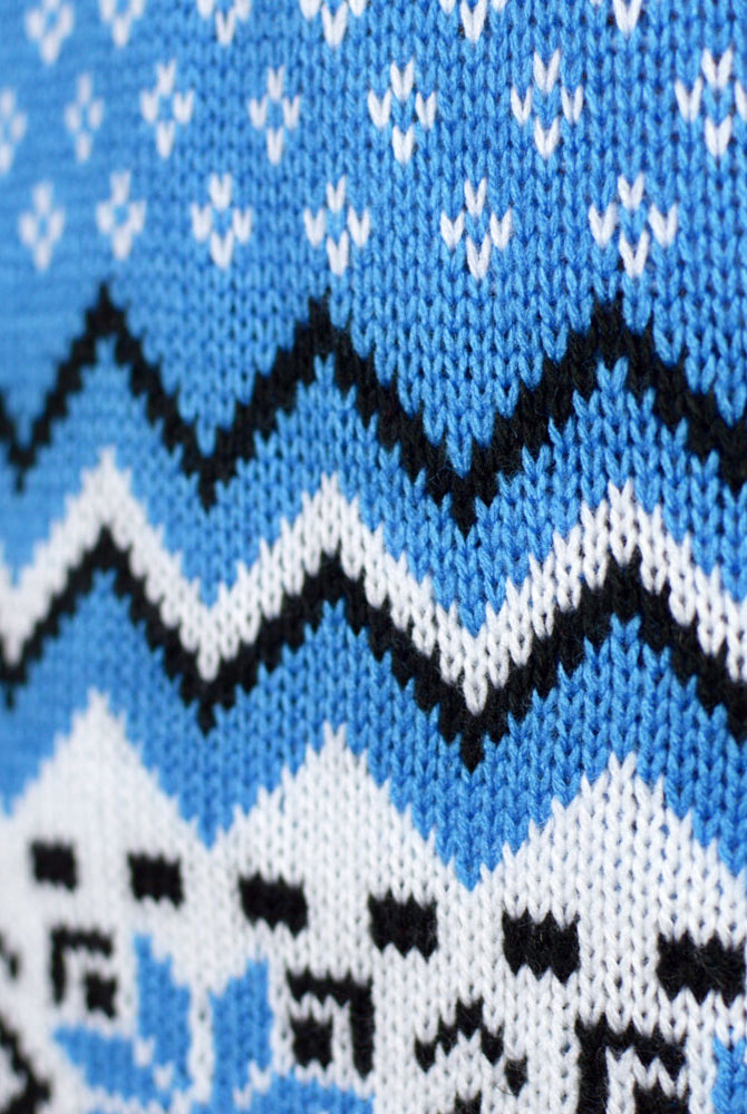 Maglione Natalizio da Uomo Bianco, Grigio e Blu Elegante Renne