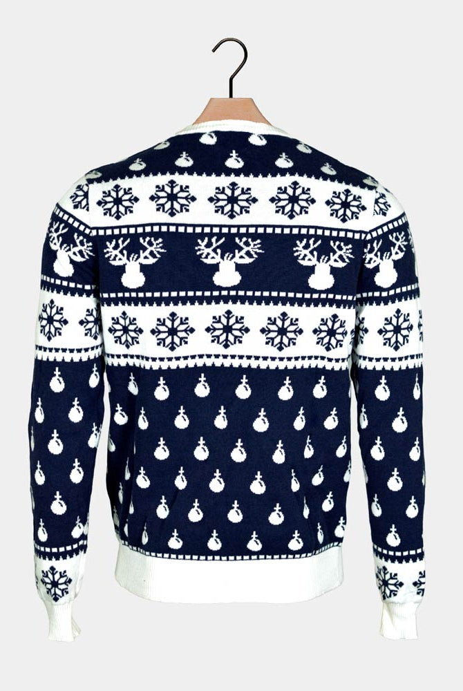 Maglione Natalizio Uomo Blu Renne Neve