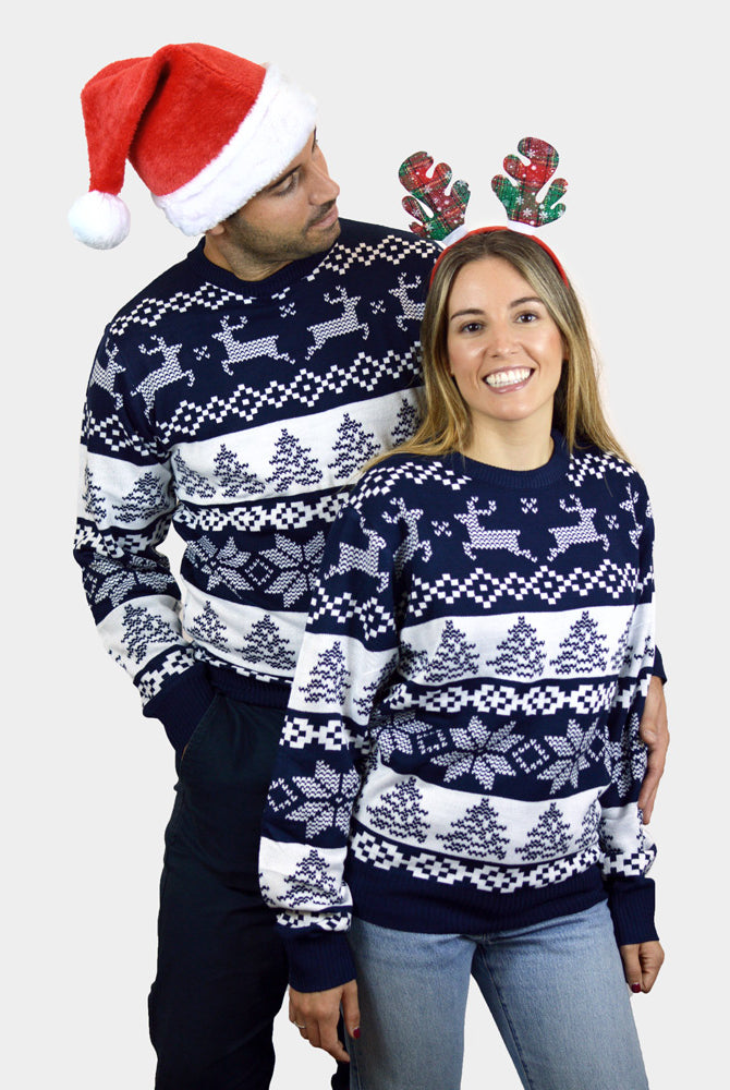Maglione Natalizio da Uomo Blu Polo Nord coppia