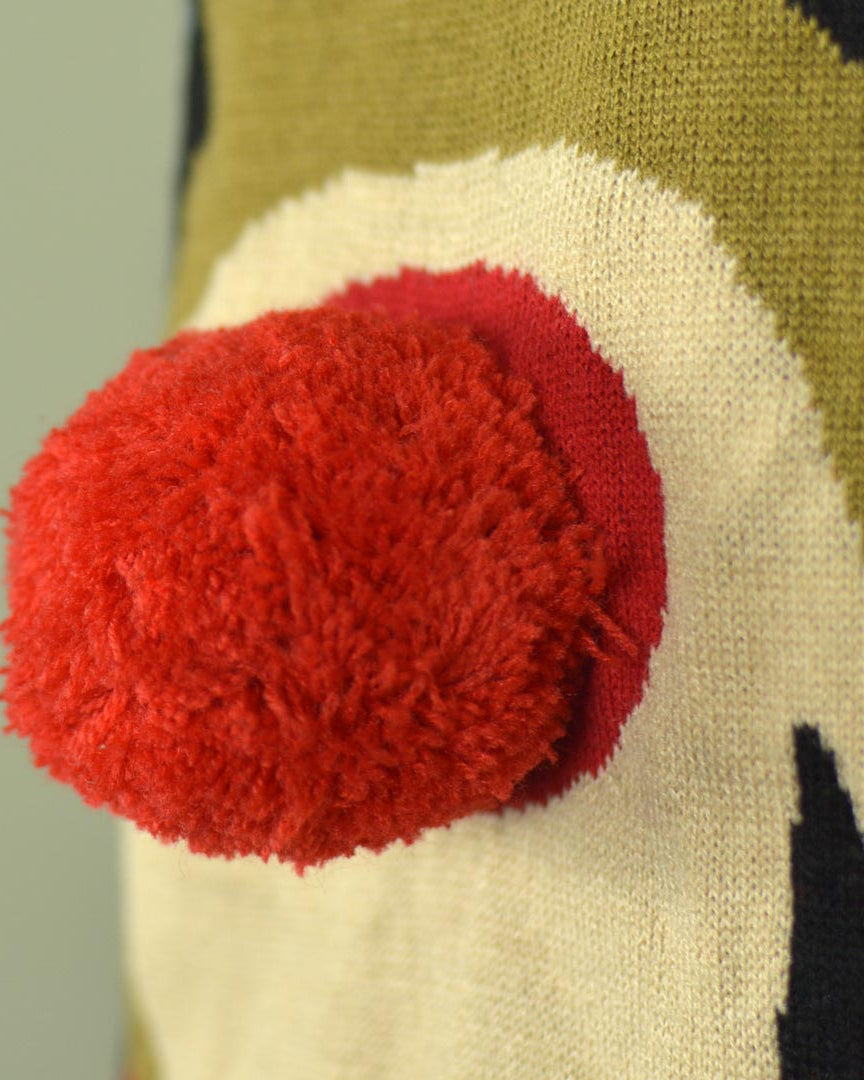 Naso Rosso in 3D Maglione Natalizio da Uomo Blu Renna Rudolph