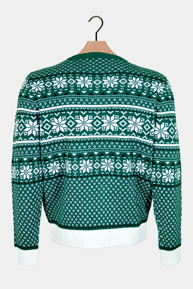 Maglione Natalizio Elegante Uomo Classico Verde e Bianco