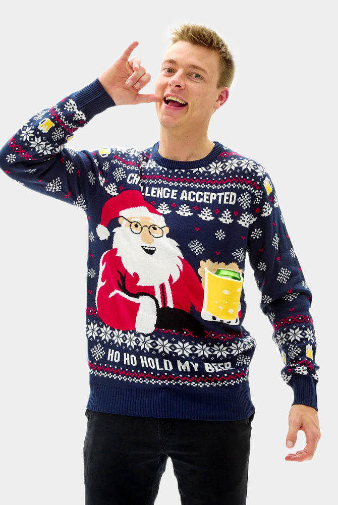 Maglione Natalizio uomo Coppia Beer Pocket 3D