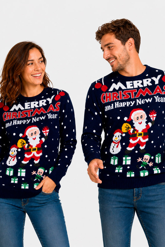 Maglione Natalizio da Uomo Coppia Merry Christmas and Happy New Year