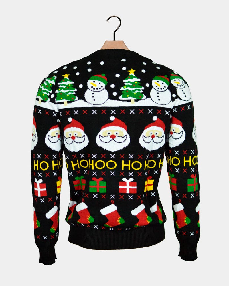 Maglione Natalizio da Uomo Cotone Biologico Natale Babbo Regali Pupazzi di Neve