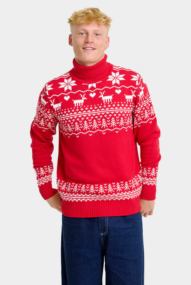 Maglione Natalizio da Uomo in Cotone Biologico a Collo Alto Greenlandish