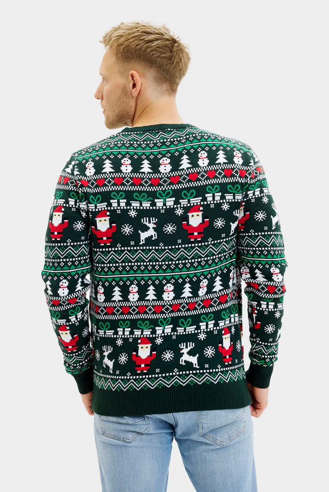 Maglione Natalizio da Uomo in Cotone Biologico Jolly Christmas Verde