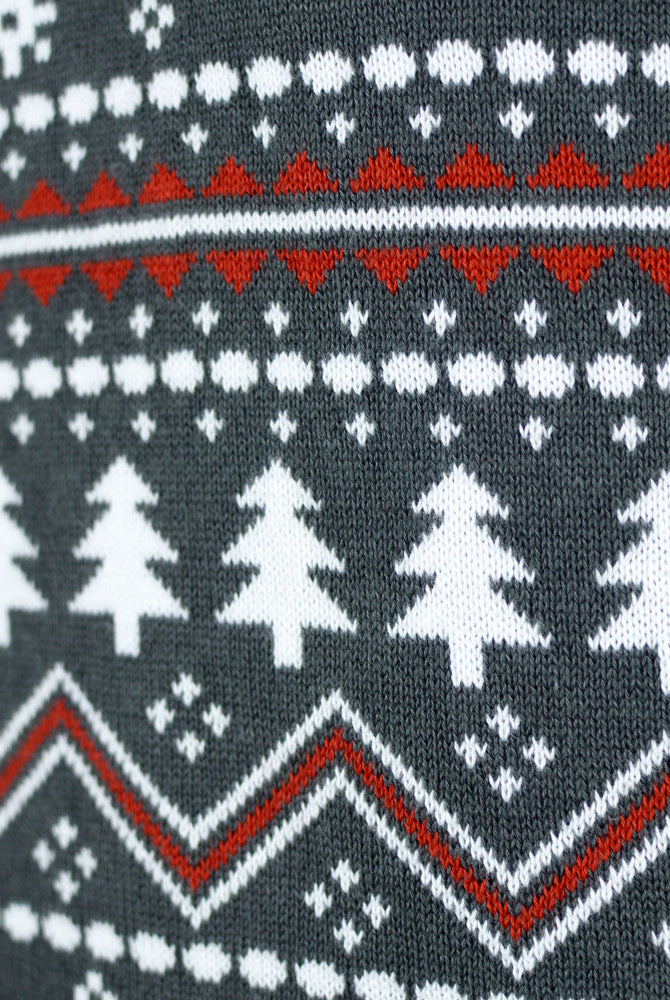 Maglione Natalizio Grigio Uomo Cotone Biologico Collo Alto Renne