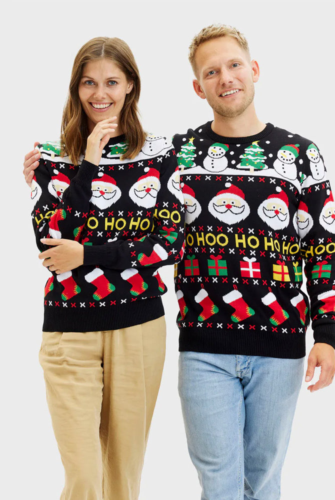 Maglione Natalizio da Uomo Donna Cotone Biologico Babbo Natale Regali Pupazzi di Neve