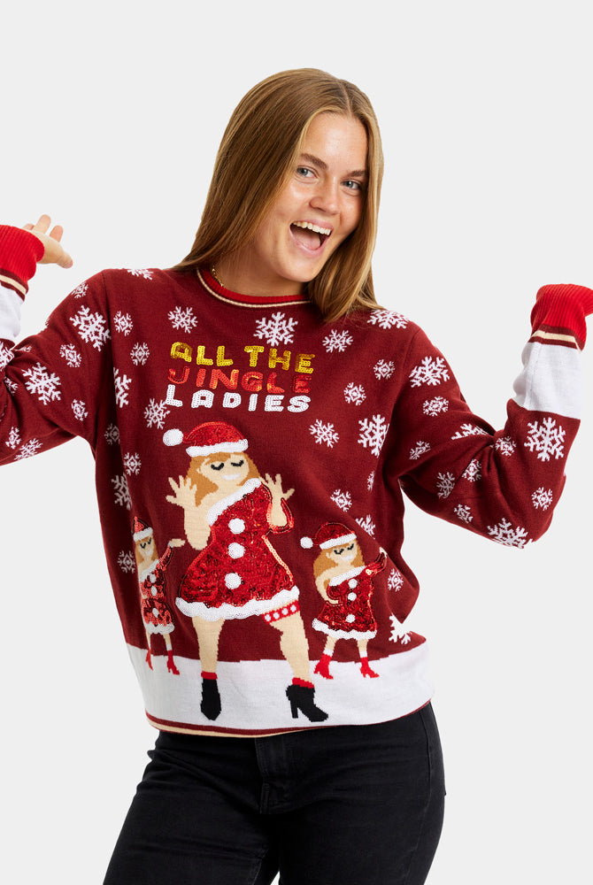 Maglione Natalizio da Uomo Donna Jingle Ladies con Paillettes