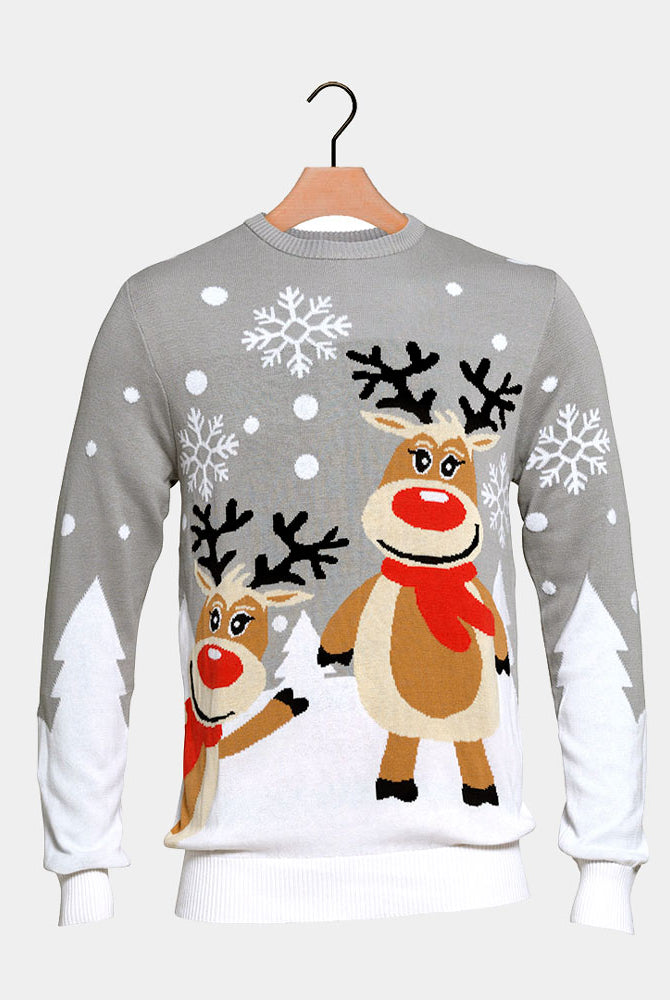 Maglione Natalizio Uomo Grigio Renne Carine