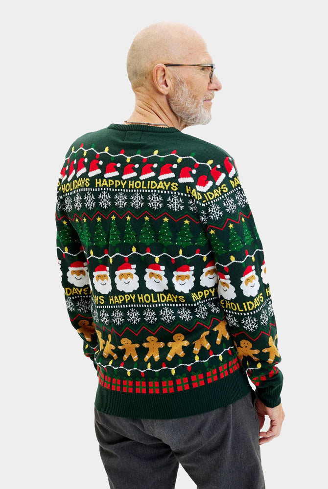Maglione Natalizio da Uomo Happy Holidays Verde