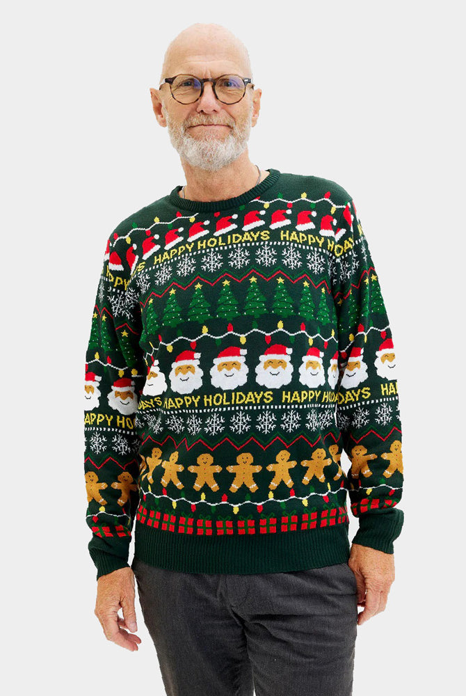 Maglione Natalizio Uomo Verde Happy Holidays