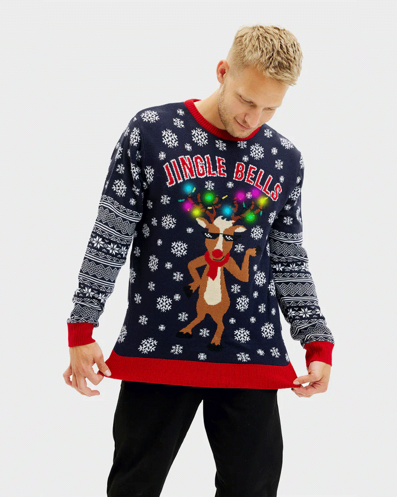 Maglione Natalizio Uomo Luci LED Jingle Bells