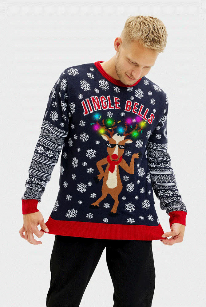 Maglione Natalizio Uomo Luci LED Jingle Bells