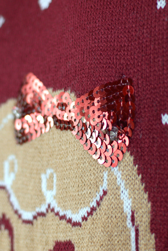 Maglione Natalizio da Uomo con Luci LED Ginger Cookie Rosso