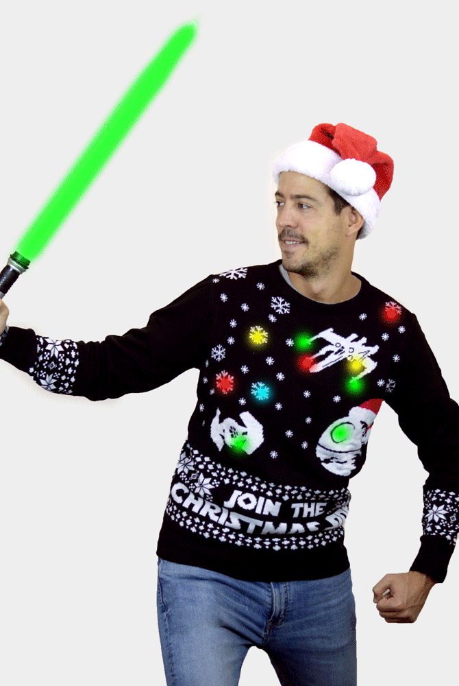 Maglione Natalizio da Uomo con Luci LED Join the Christmas Side