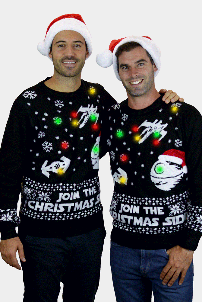 Maglione Natalizio da Uomo con Luci LED Join the Christmas Side coppia