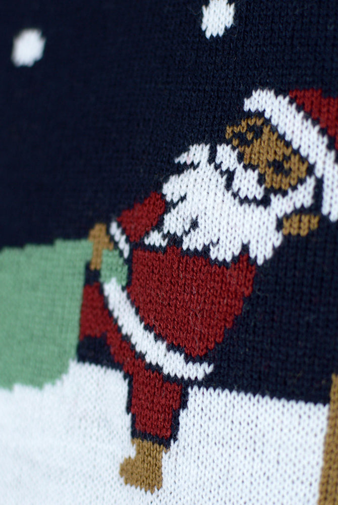 Maglione Natalizio Blu Uomo con Luci LED Merry Christmas