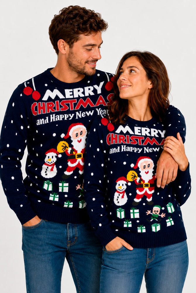 Maglione Natalizio da Uomo Merry Christmas and Happy New Year Coppia