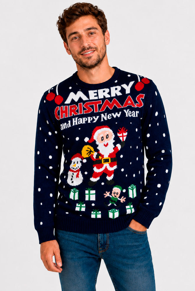Maglione Natalizio da Uomo Merry Christmas and Happy New Year