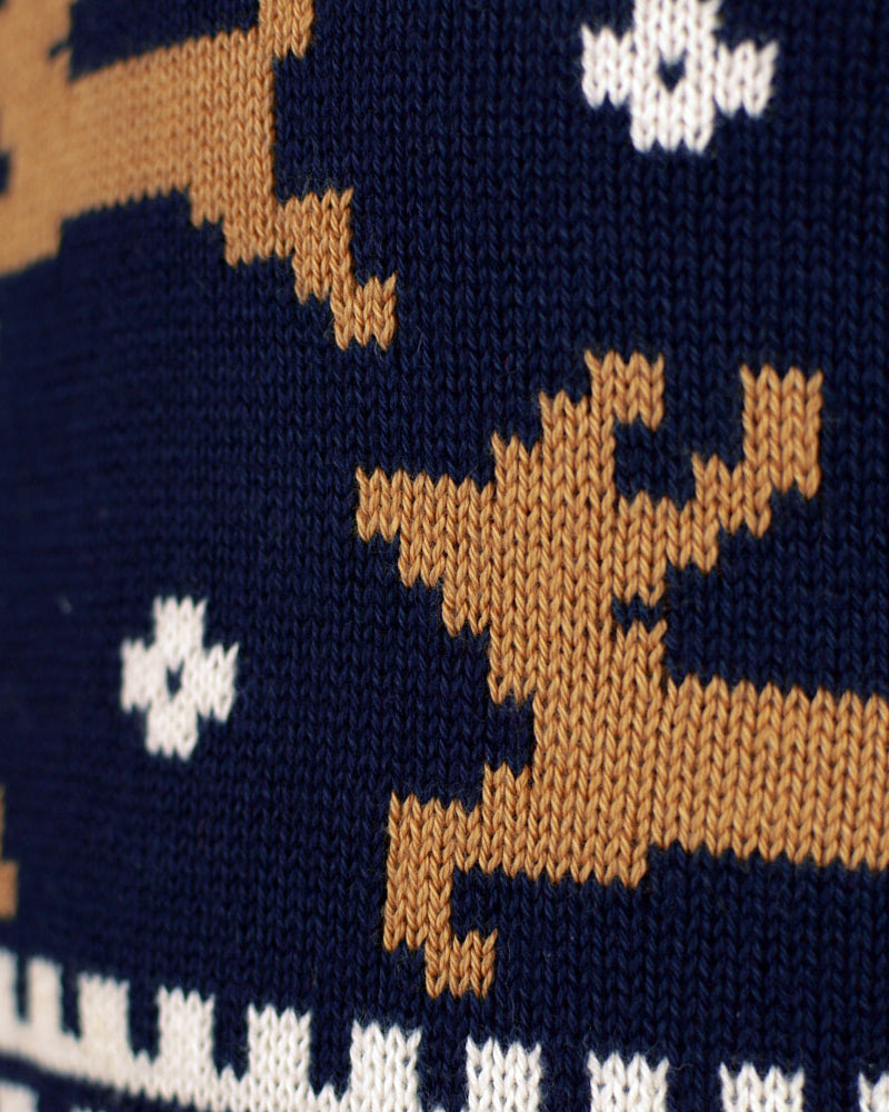 Maglione Natalizio da Uomo in Cotone Biologico Elegante Blu Renne