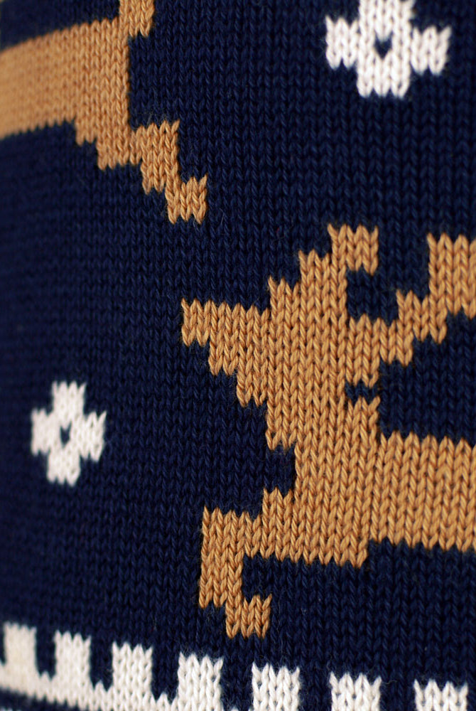 Maglione Natalizio da Uomo in Cotone Biologico Elegante Blu Renne
