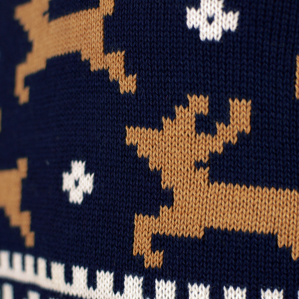 Maglione Natalizio da Uomo in Cotone Biologico Elegante Blu Renne