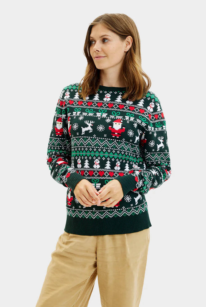 Maglione Natalizio da Uomo Verde in Cotone Biologico Jolly Christmas Donna