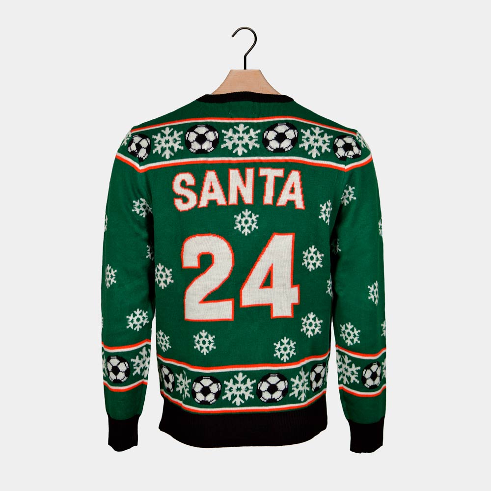 Maglione Natalizio Verde Babbo Natale Gioca Calcio