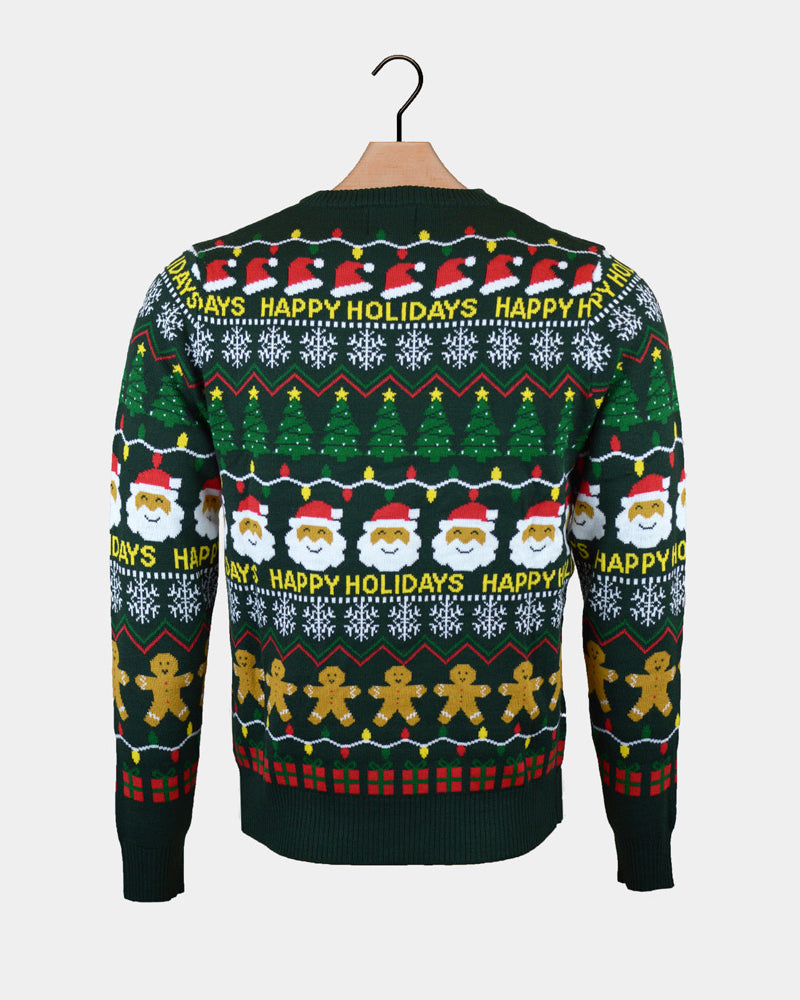 Maglione Natalizio Donna Verde Happy Holidays