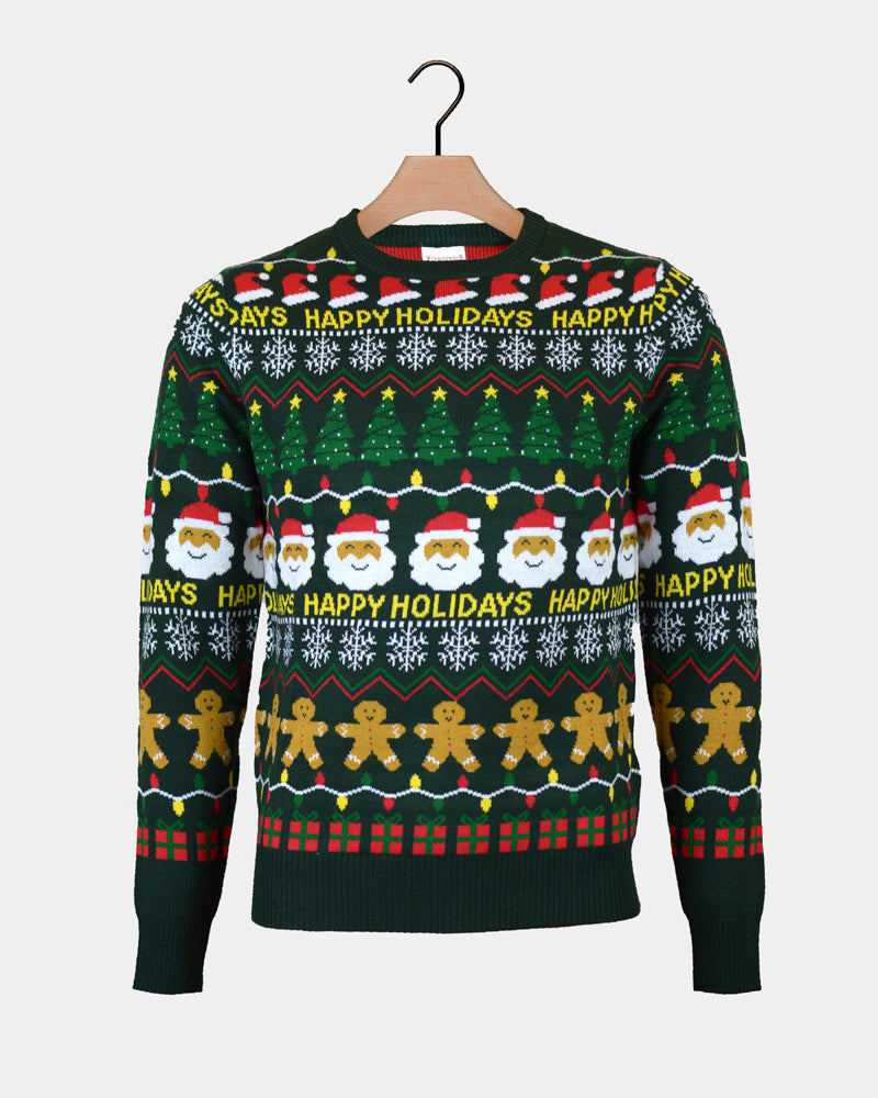 Maglione Natalizio Verde Happy Holidays da Donna