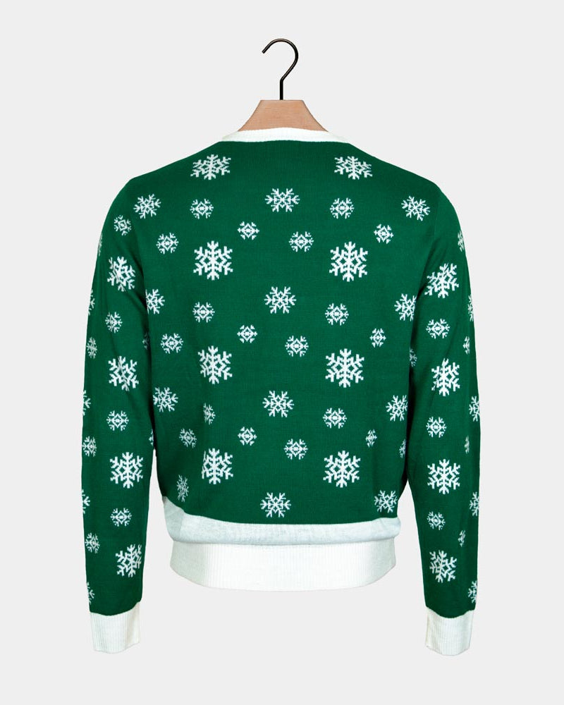 Maglione Natalizio Verde con Paillettes  Holly Jolly