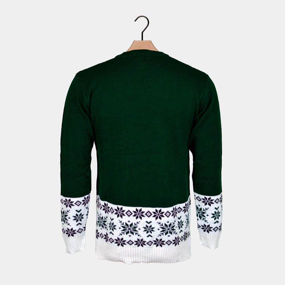 Maglione Natalizio Verde con Renna che Pattina