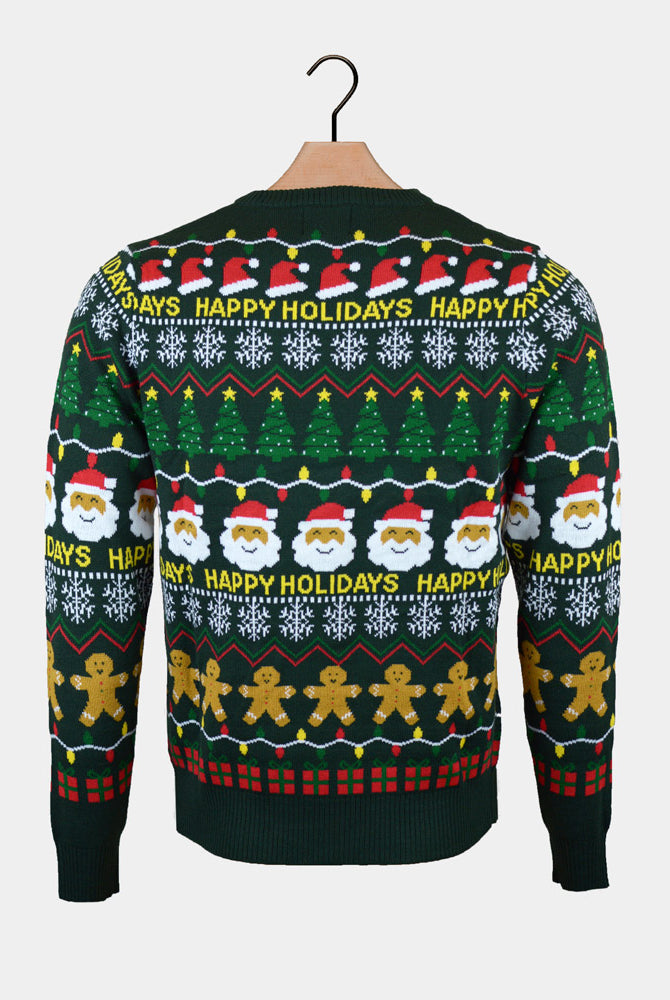 Maglione Natalizio Verde Uomo Happy Holidays