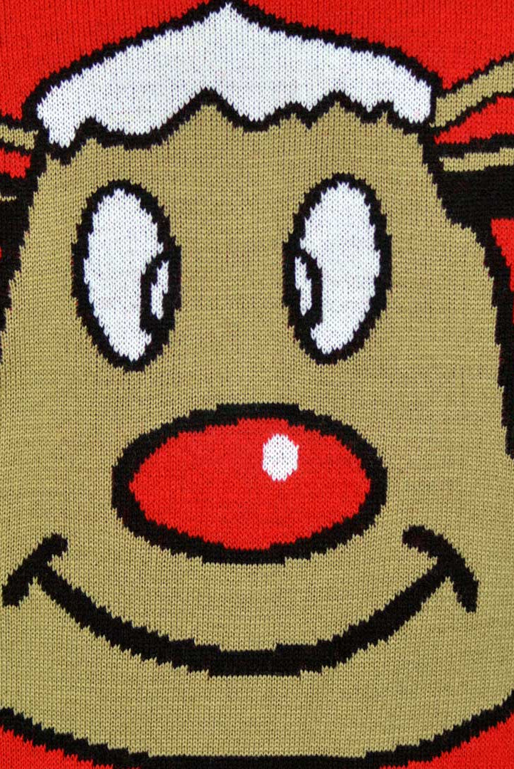 Maglione Rosso Natalizio Renna Sorridente