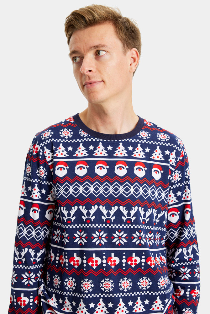 Pigiama Natalizio Babbo Natale Uomo Alberi e Cuori