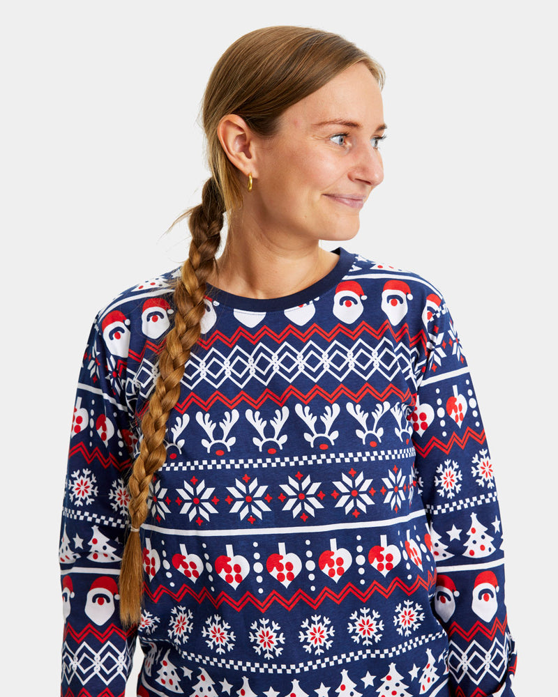 Pigiama Natalizio Babbo Natale Donna Alberi e Cuori