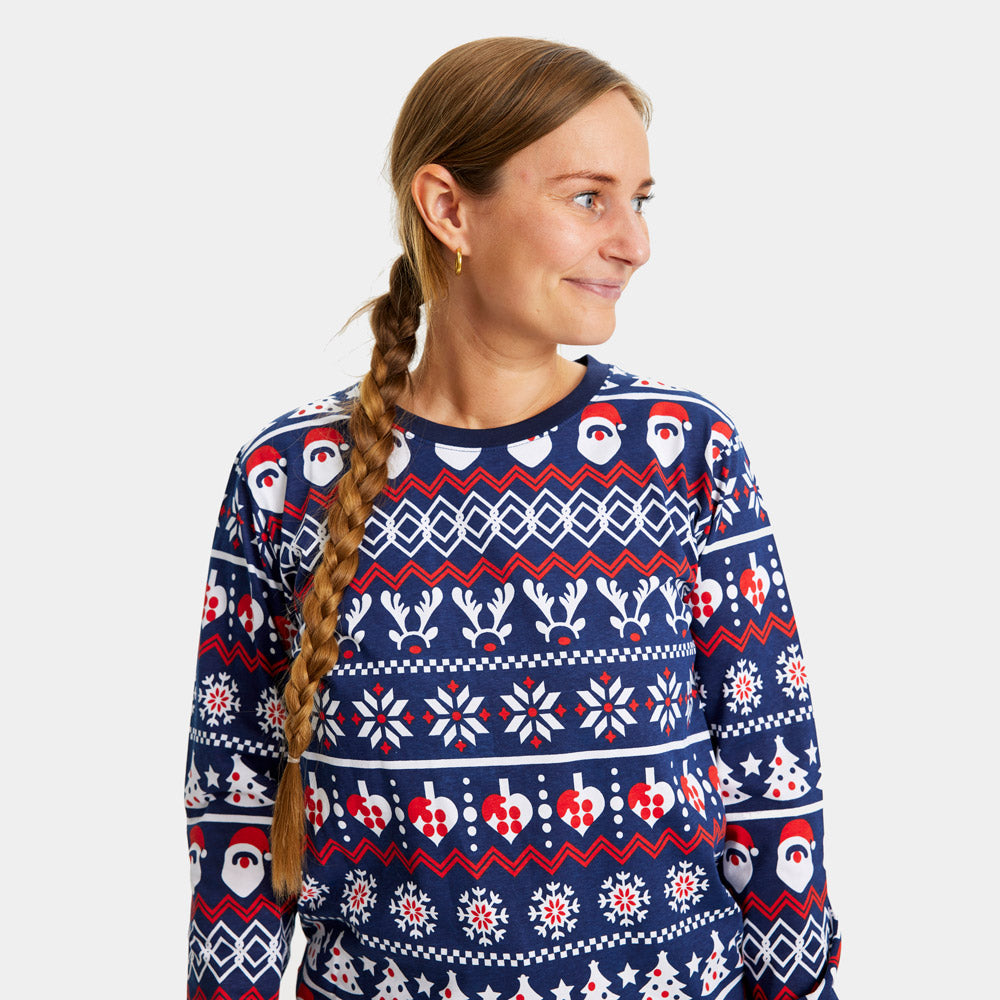 Pigiama Natalizio Babbo Natale Donna Alberi e Cuori